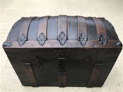 vintage wood and metal trunk